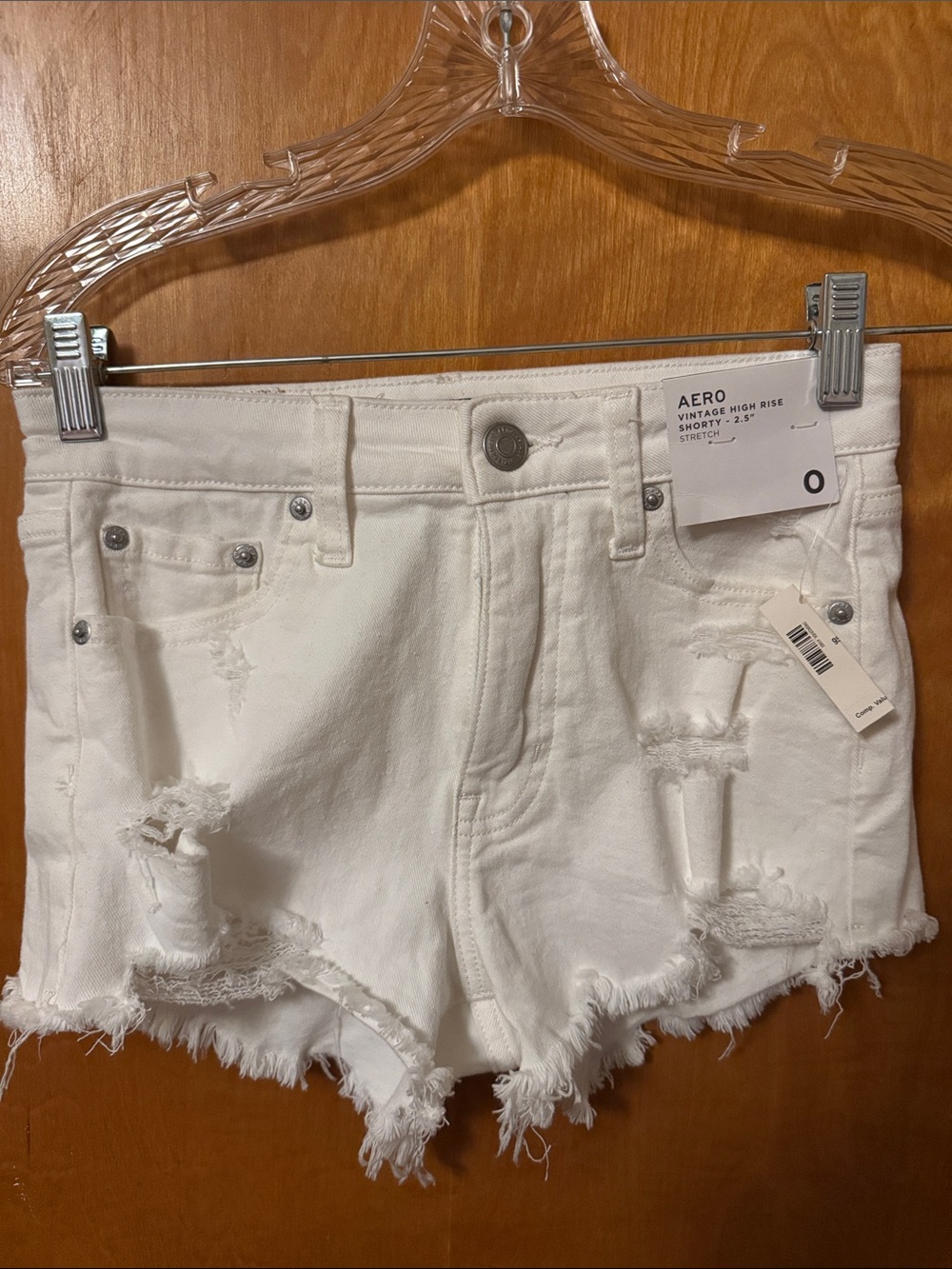 Aeropostale White Distressed High-Rise Denim Shorts